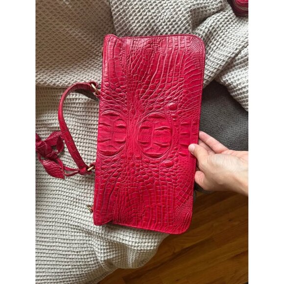 Brahmin Amata Red Croc Embossed Leather Handbag & Wallet. See ALL Photos! - Picture 3 of 10